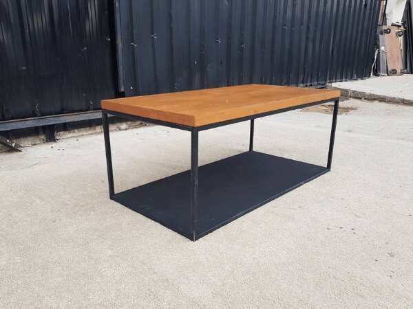 Center table, steel frame, wooden top