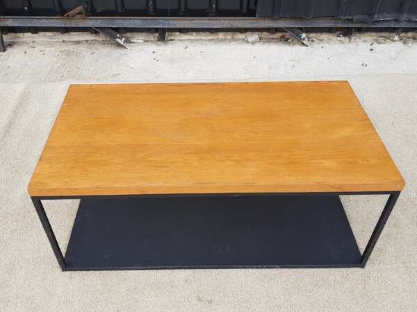 Center table, steel frame, wooden top