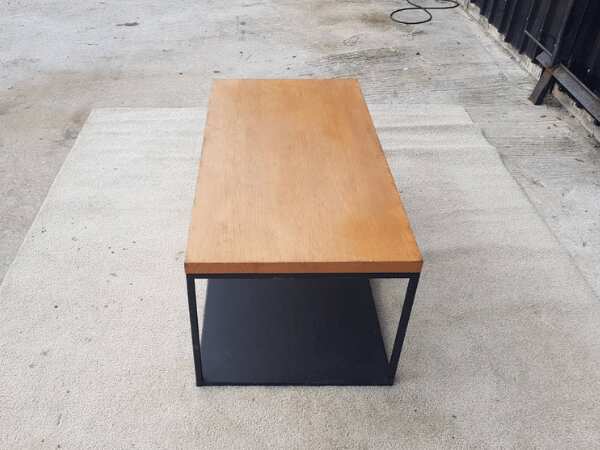 Center table, steel frame, wooden top