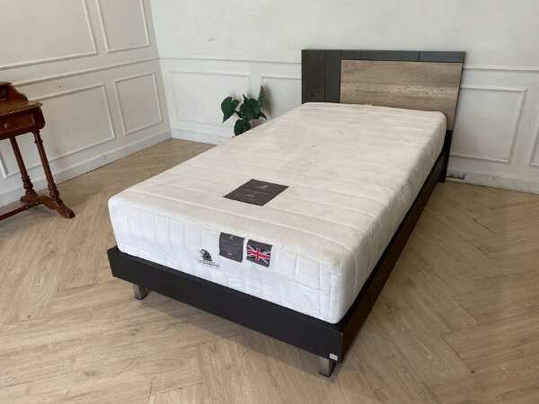 3.5 foot bed, SB FURNITURE brand, 3.5 foot pocket spring mattress, 11 inches thick, Dunlopillo brand, New Forest model