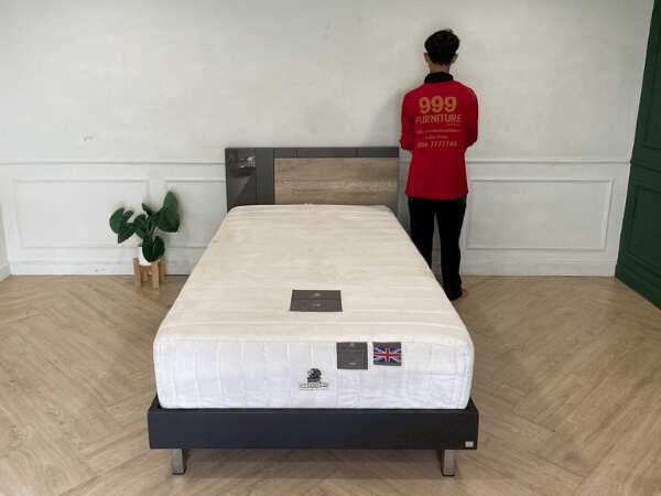 3.5 foot bed, SB FURNITURE brand, 3.5 foot pocket spring mattress, 11 inches thick, Dunlopillo brand, New Forest model