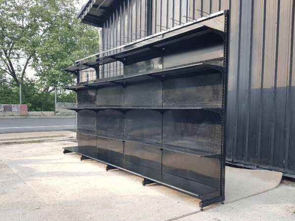 5-shelf product shelf, 4 compartments, steel frame, black