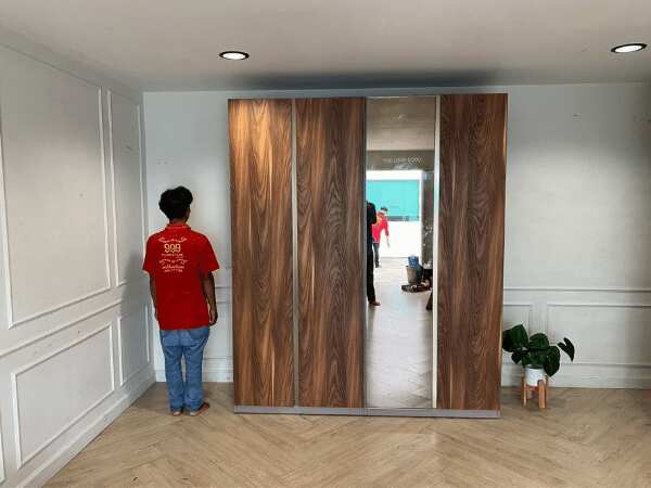 4-door wardrobe, glass top, brown, SB FURNITURE brand