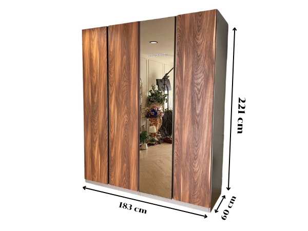 4-door wardrobe, glass top, brown, SB FURNITURE brand