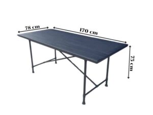 Black wooden dining table, 170 cm