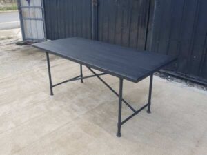 Black wooden dining table, 170 cm
