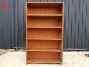 High wooden shelf, teak frame, 5 levels