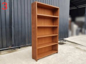 High wooden shelf, teak frame, 5 levels