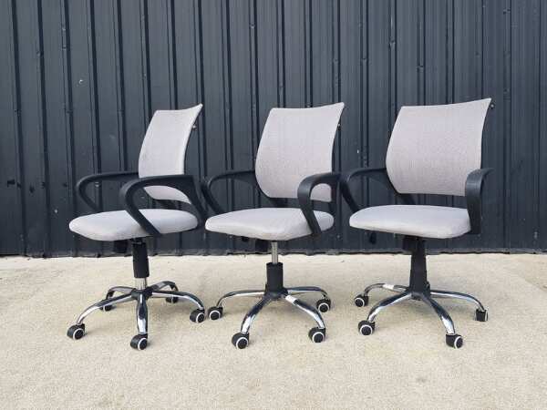 Office chair, fabric cushion, mesh backrest, grey