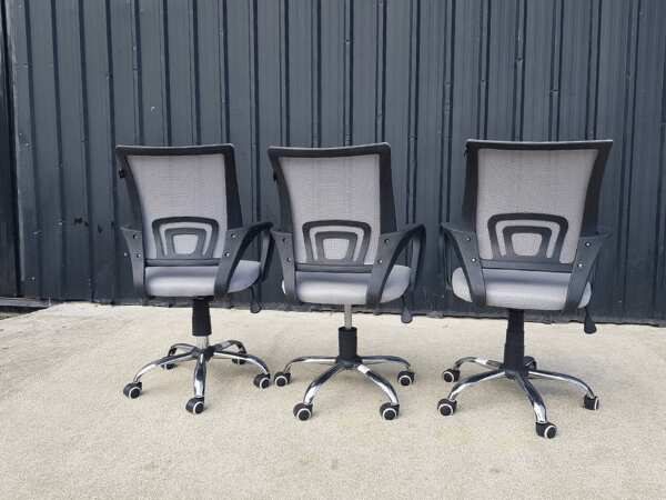 Office chair, fabric cushion, mesh backrest, grey