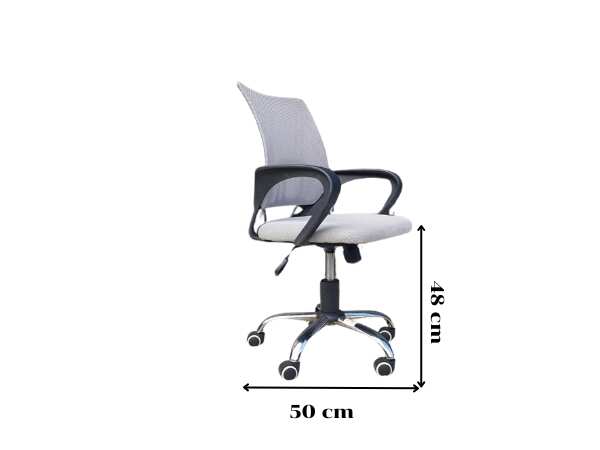 Office chair, fabric cushion, mesh backrest, grey