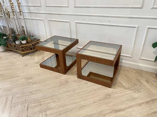 Side table, real wood, glass top, SB FURNITURE brand