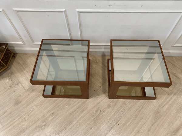 Side table, real wood, glass top, SB FURNITURE brand