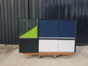 Glass display cabinet, telephone display cabinet, green