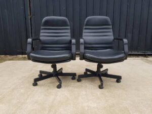 Executive office chair, leather seat, black