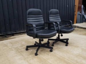 Executive office chair, leather seat, black