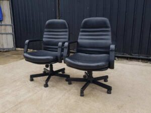 Executive office chair, leather seat, black