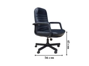 Executive office chair, leather seat, black