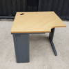 Brown wooden top work table 90cm for L-shaped corner, Rockworth steel legs