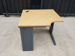 Brown wooden top work table 90cm for L-shaped corner, Rockworth steel legs