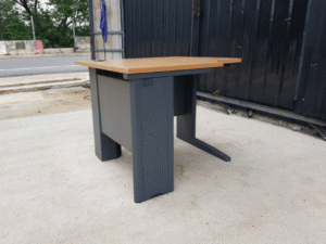 Brown wooden top work table 90cm for L-shaped corner, Rockworth steel legs