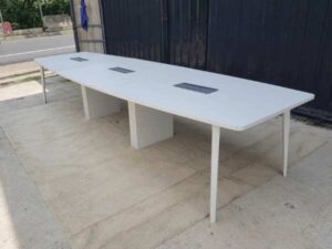 Conference table, 12 seats, wooden frame, white