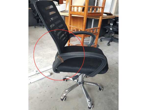 Office chair, fabric cushion, mesh backrest, black
