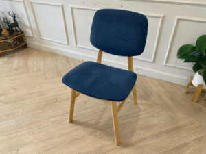 Wooden chair, fabric cushion, blue, modern style
