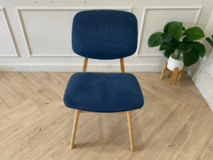 Wooden chair, fabric cushion, blue, modern style