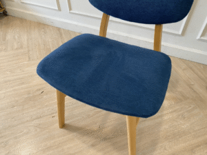 Wooden chair, fabric cushion, blue, modern style