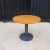 Round table, steel legs, wooden top, 80-90 cm