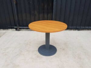 Round table, steel legs, wooden top, 80-90 cm