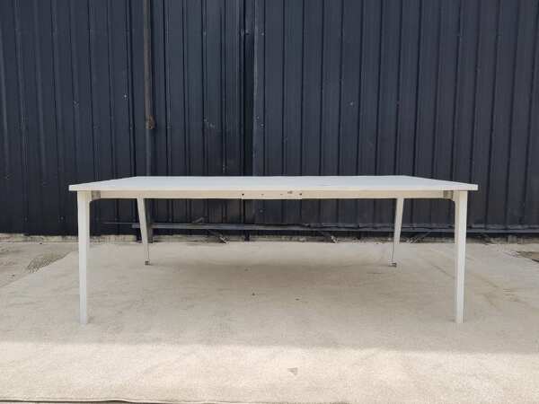 Conference table, 8 seats, wooden frame, white