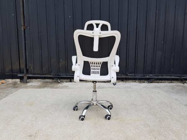 Office chair, fabric cushion, mesh backrest, black with white edges