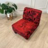 Wooden chair, fabric cushion, red