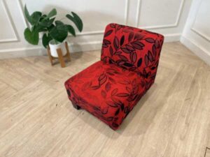 Wooden chair, fabric cushion, red
