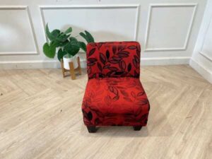 Wooden chair, fabric cushion, red