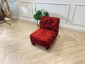 Wooden chair, fabric cushion, red