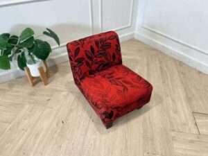 Wooden chair, fabric cushion, red