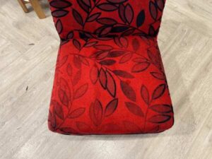 Wooden chair, fabric cushion, red