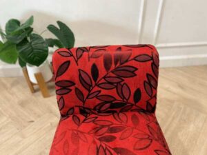 Wooden chair, fabric cushion, red