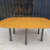 Conference table, 8 seats, steel legs, wooden top, 200 cm.