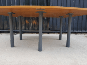 Conference table, 8 seats, steel legs, wooden top, 200 cm.