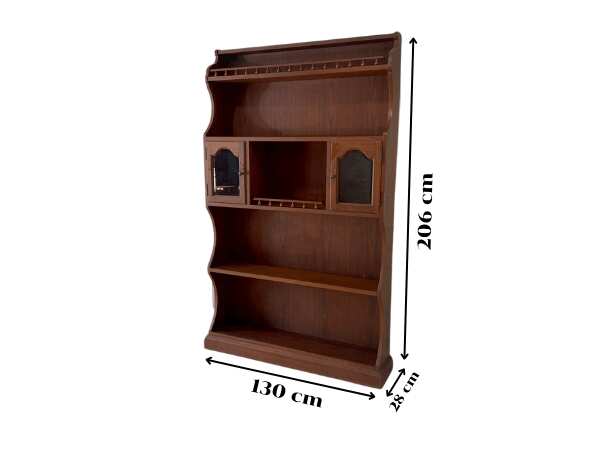 4-shelf wooden shelf, 2 doors, vintage style
