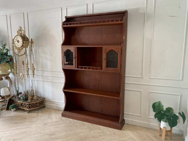 4-shelf wooden shelf, 2 doors, vintage style