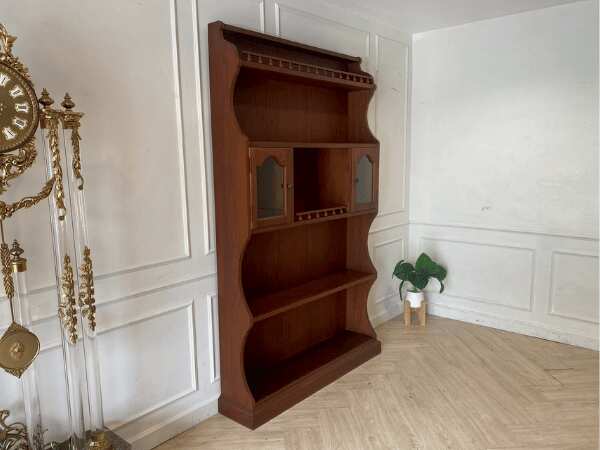 4-shelf wooden shelf, 2 doors, vintage style