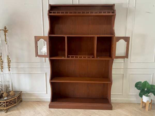 4-shelf wooden shelf, 2 doors, vintage style