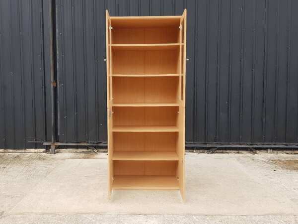 Tall wooden cabinet, 6 shelves, glass top, Koncept brand