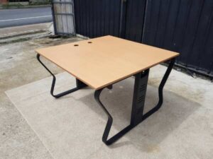 Work desk, conference table, 2-8 seats, steel legs, black, wooden top