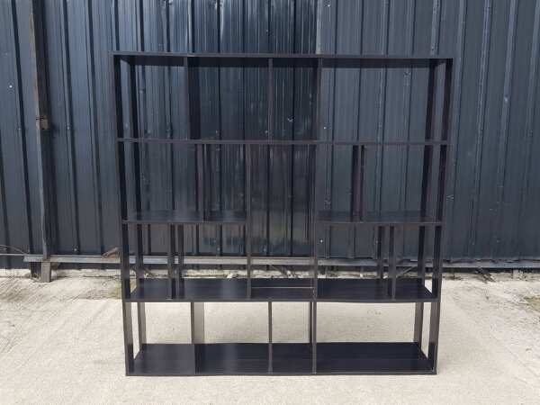 Multipurpose display shelf, wooden frame, black